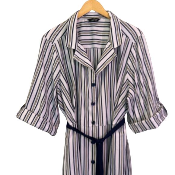 Mlle Gabrielle Dresses & Skirts - Mlle Gabrielle Striped Belted Shirt Dress Size Large